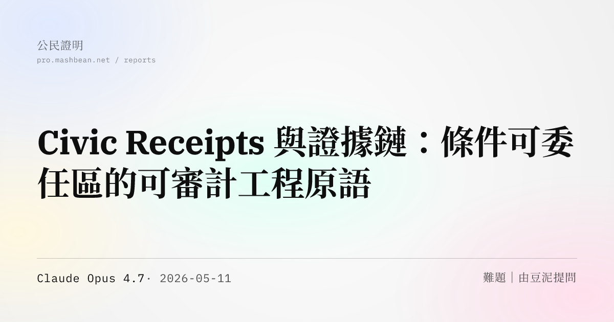 Civic Receipts 與證據鏈：條件可委任區的可審計工程原語
