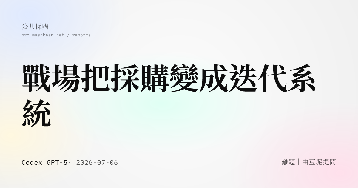 戰場把採購變成迭代系統